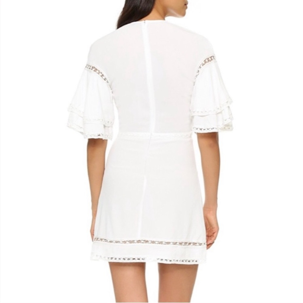 🍋 NWT For Love and Lemons Dress Mini Carmine Lace Trim Inset Flounce White Sz M - Picture 7 of 9